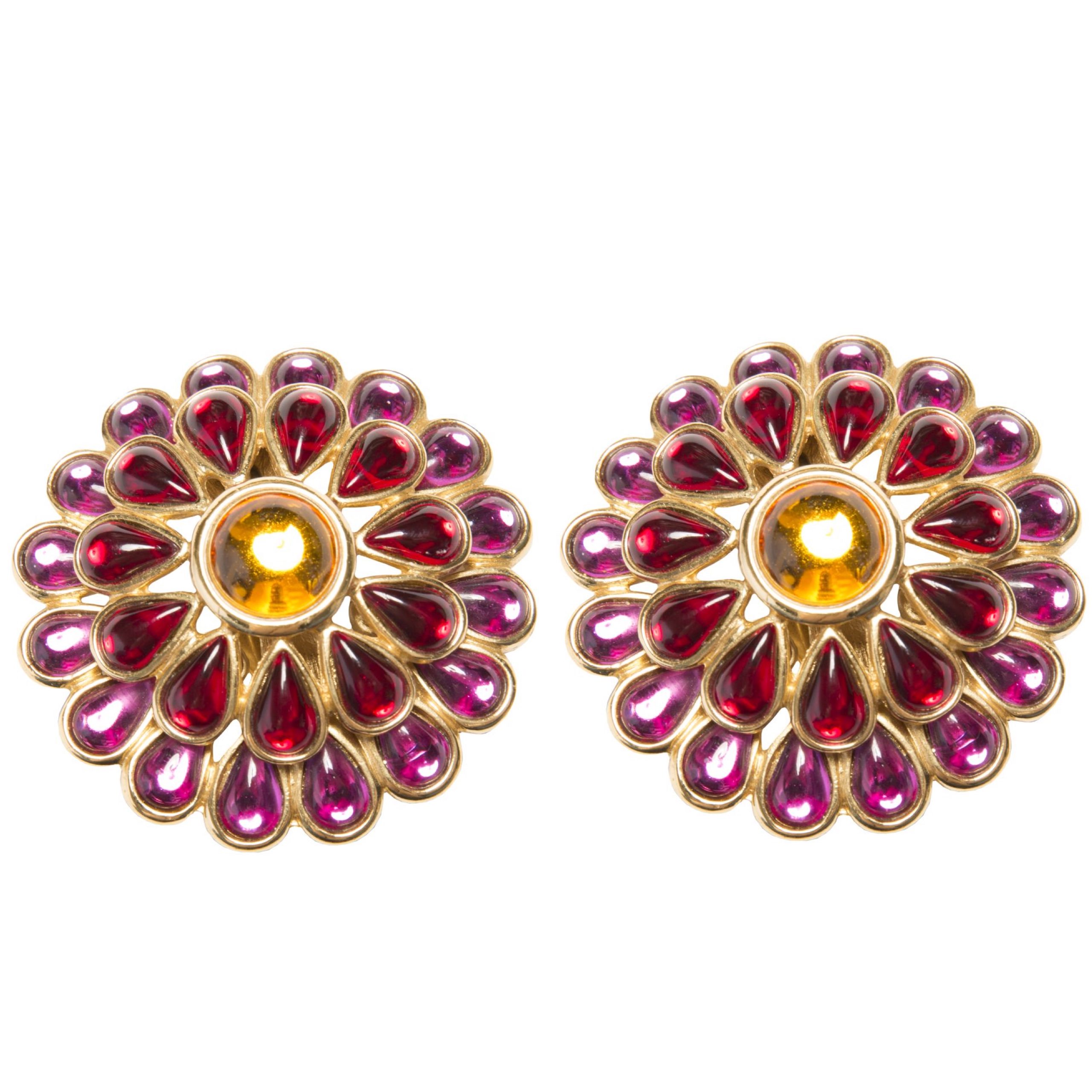 Vintage haute couture crystal flower earrings