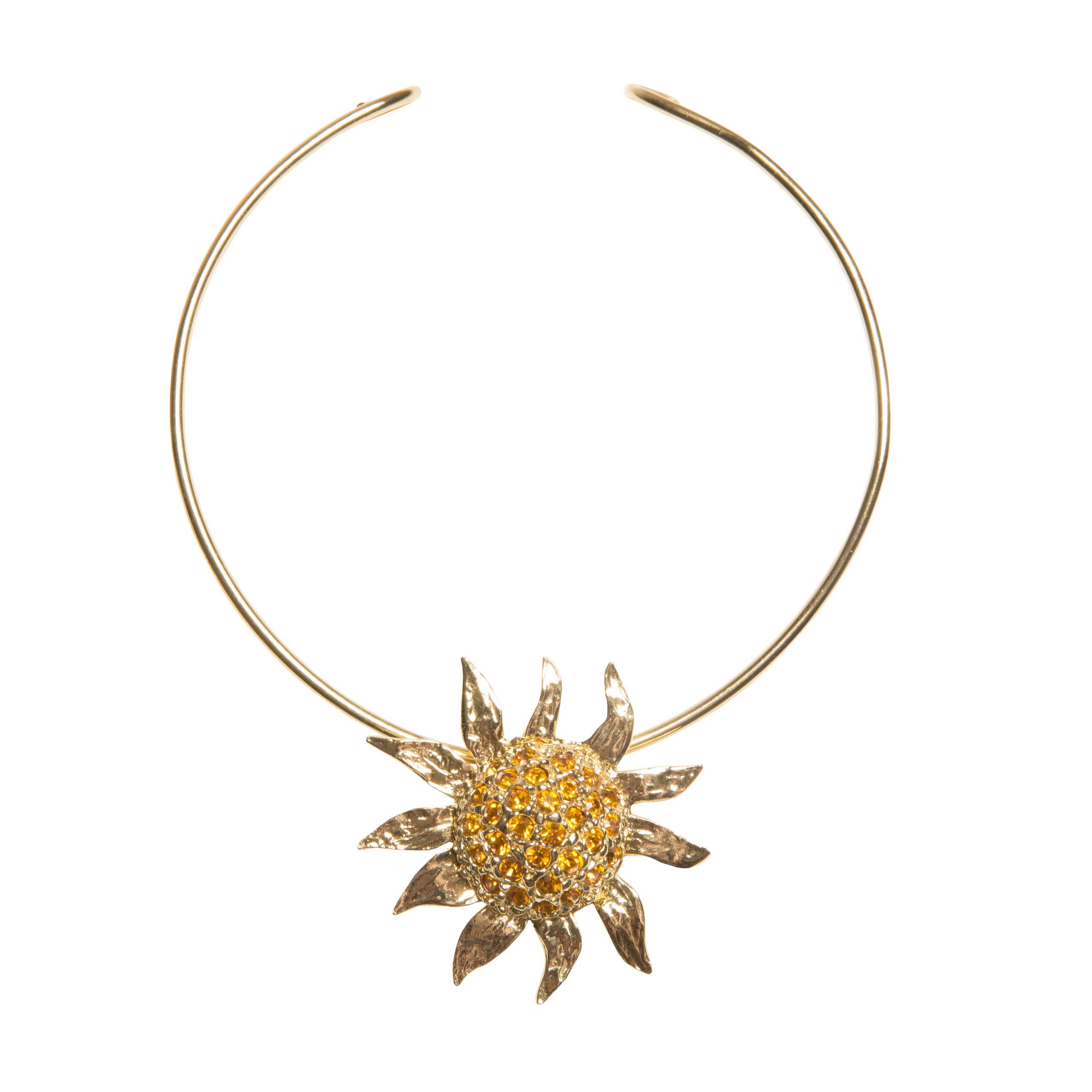 Vintage sunflower detail collar necklace