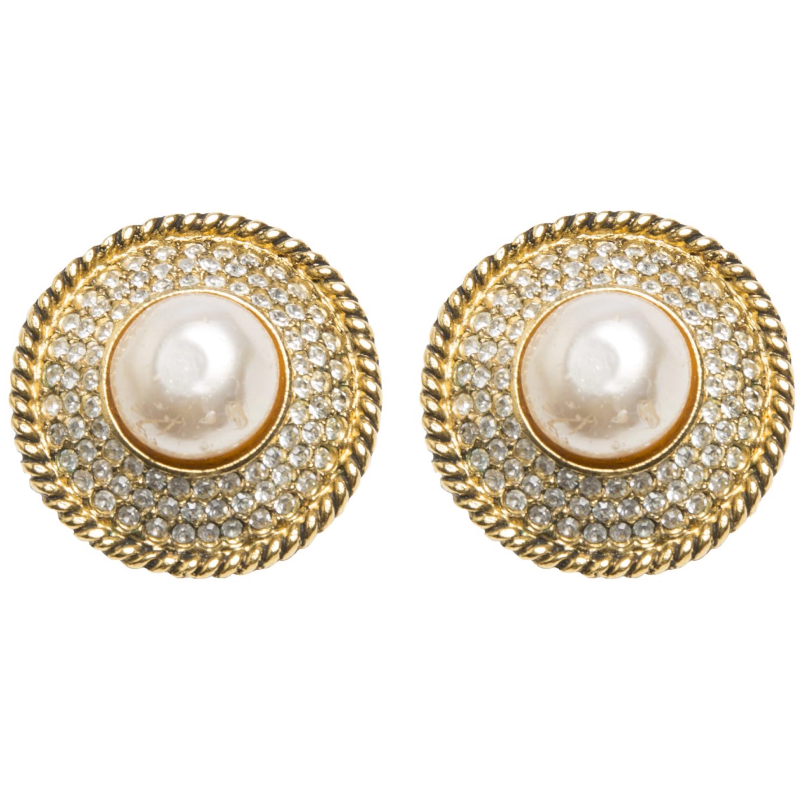 Vintage rhinestone pearl earrings