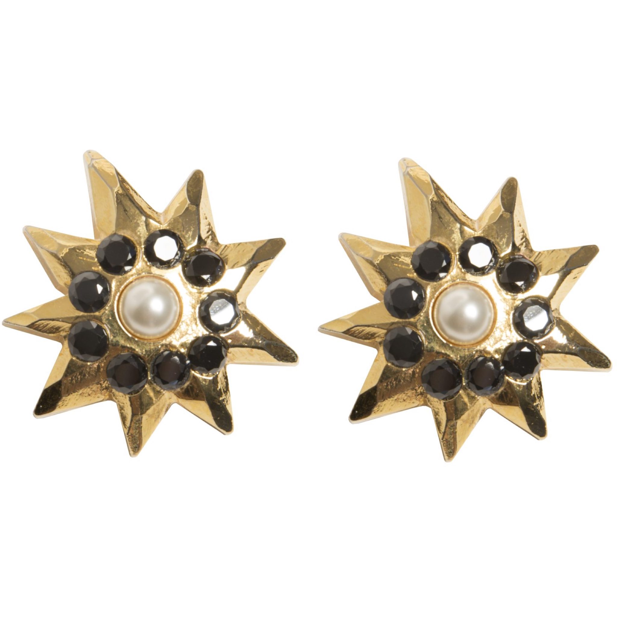 Vintage pearl detail gold star earrings