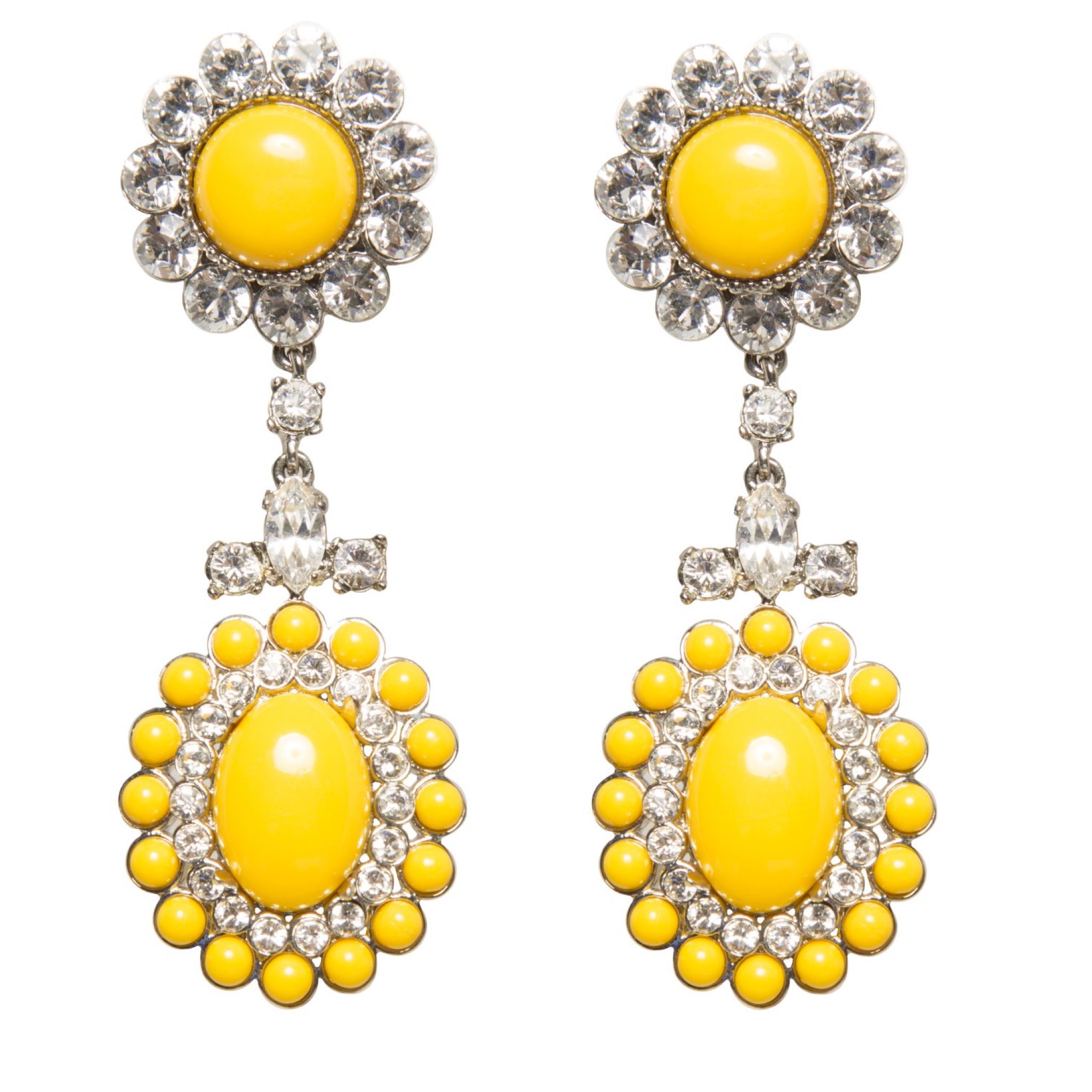 Yellow stone dangle earrings