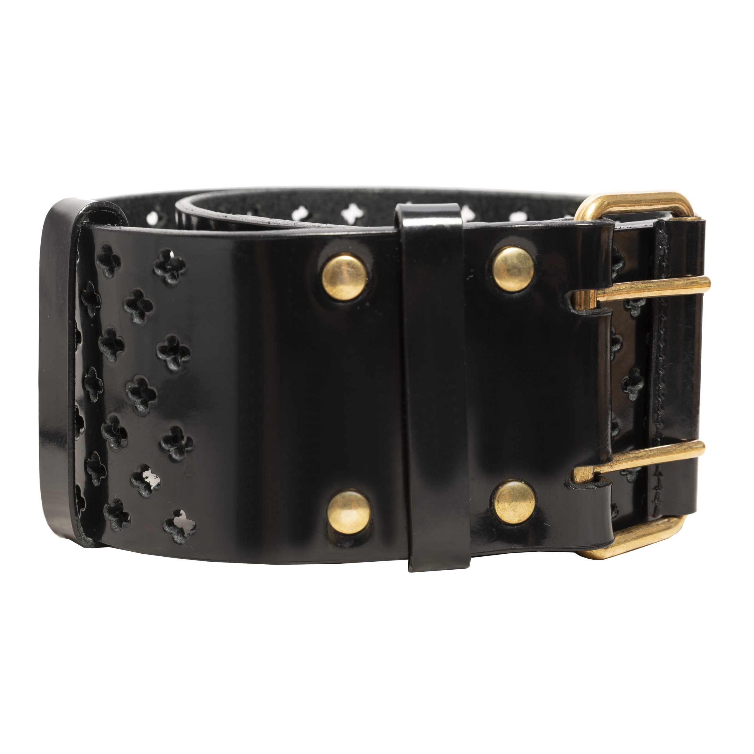 Vintage black patent leather belt
