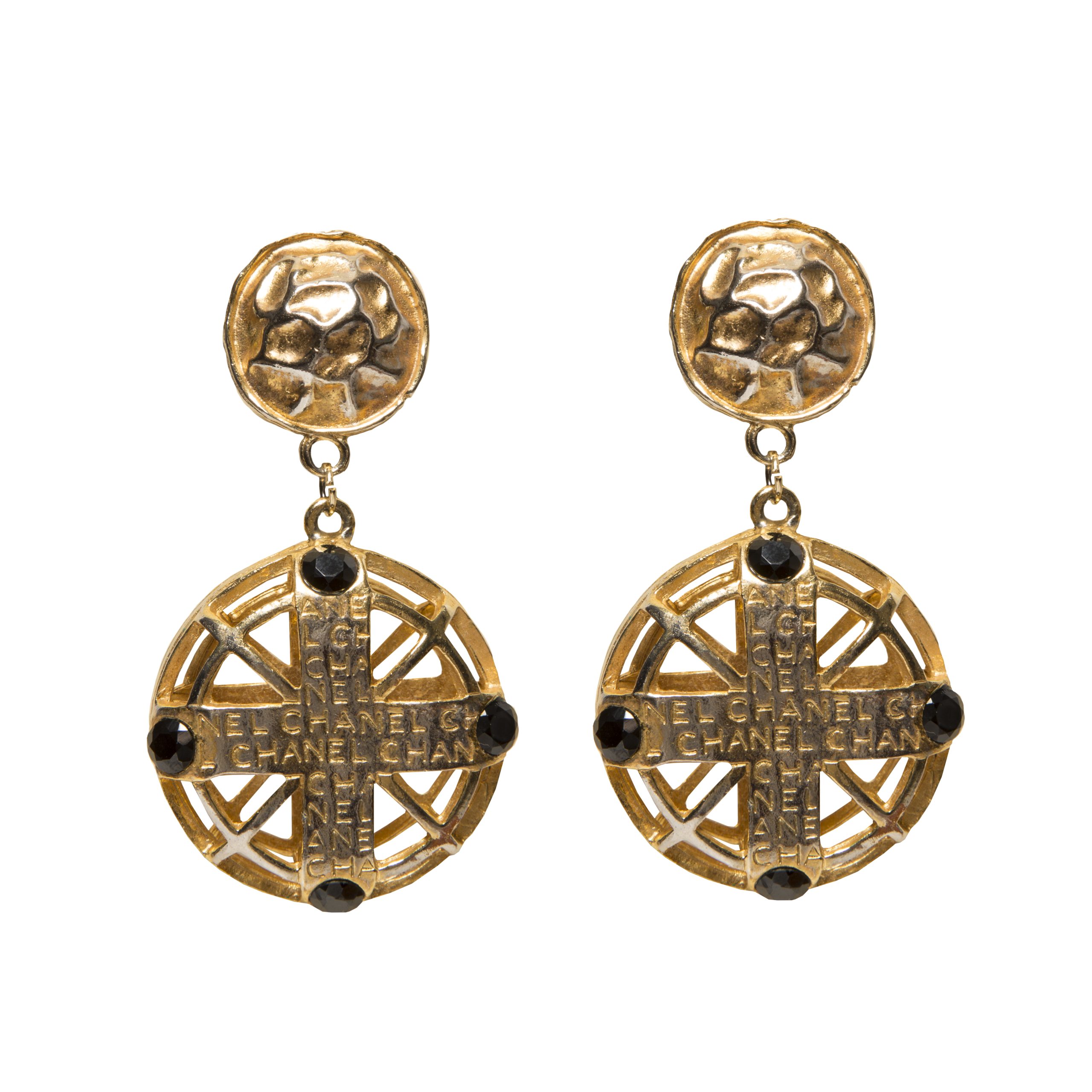 Vintage large dangle Gulipoa gold earrings