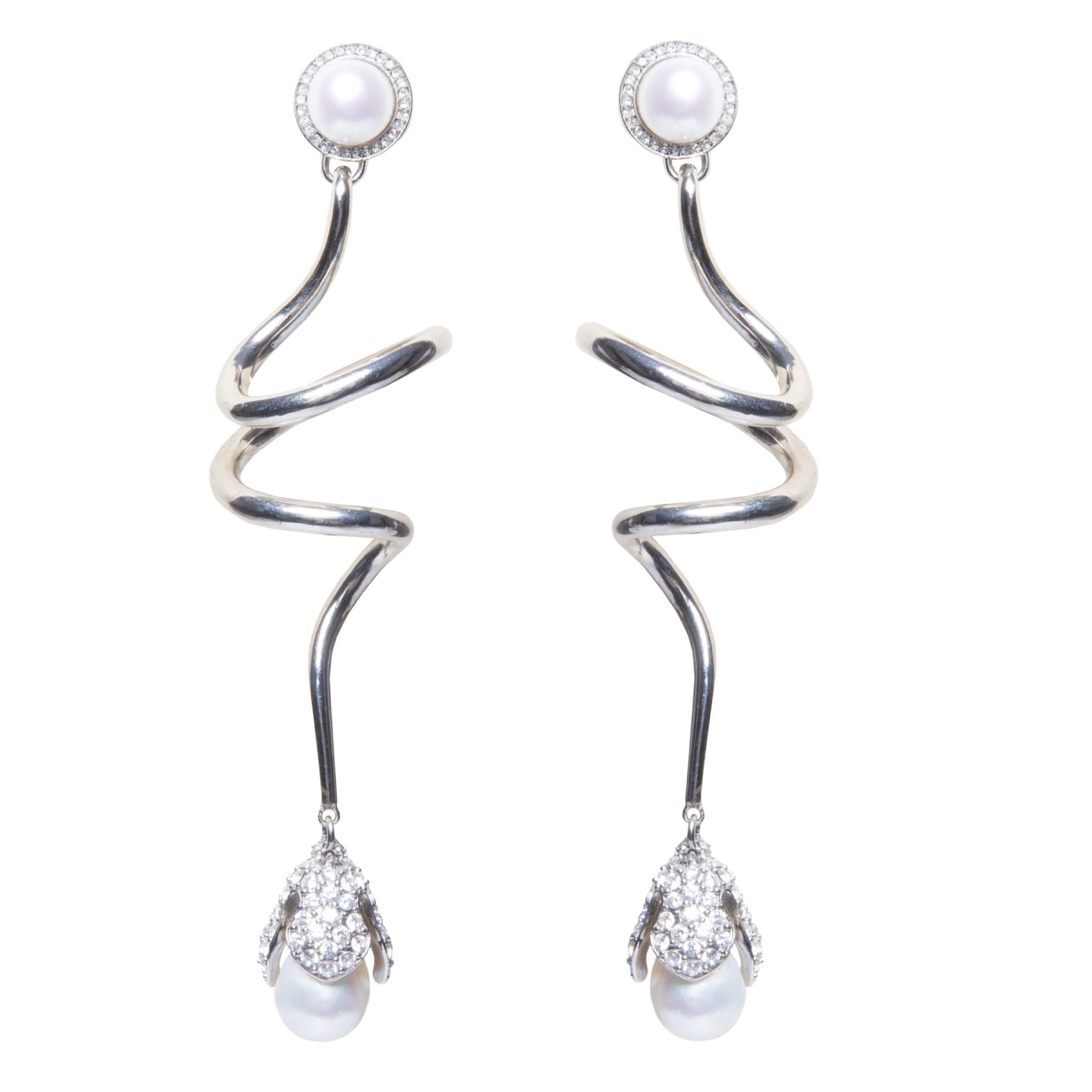 Eugenia silver swirl pearl earrings