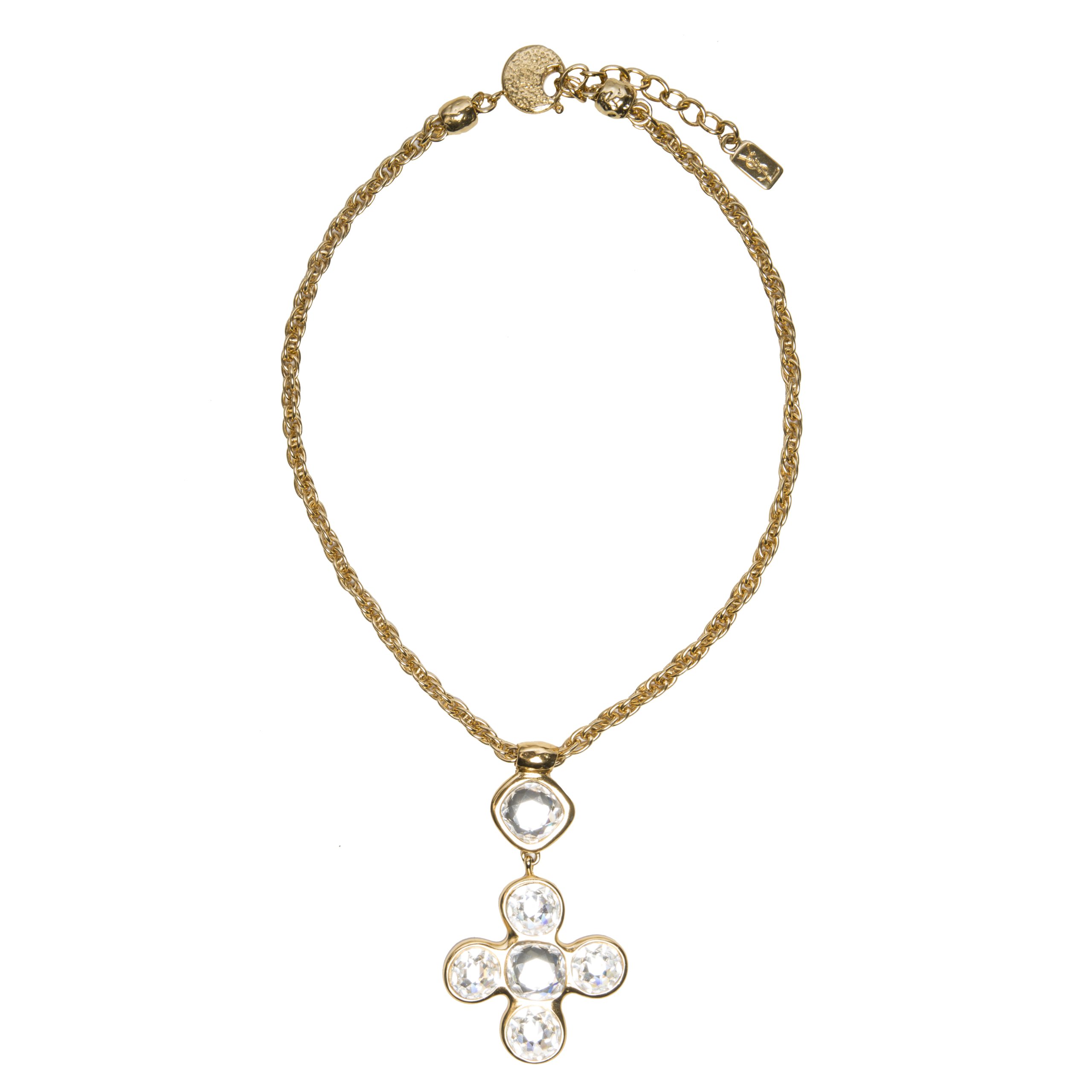 Vintage jewelled crystal cross necklace