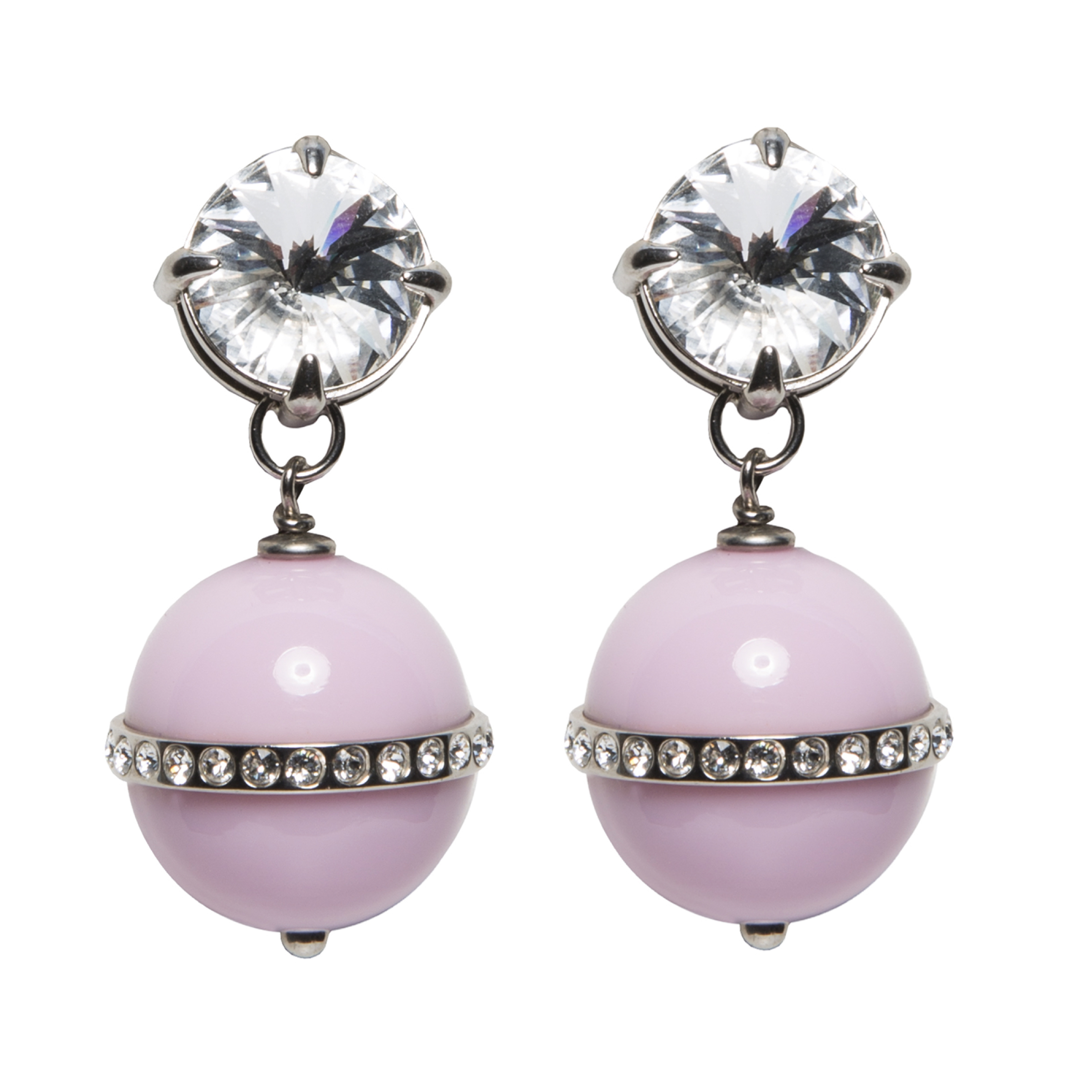 Pink dangle earrings with rhinestones