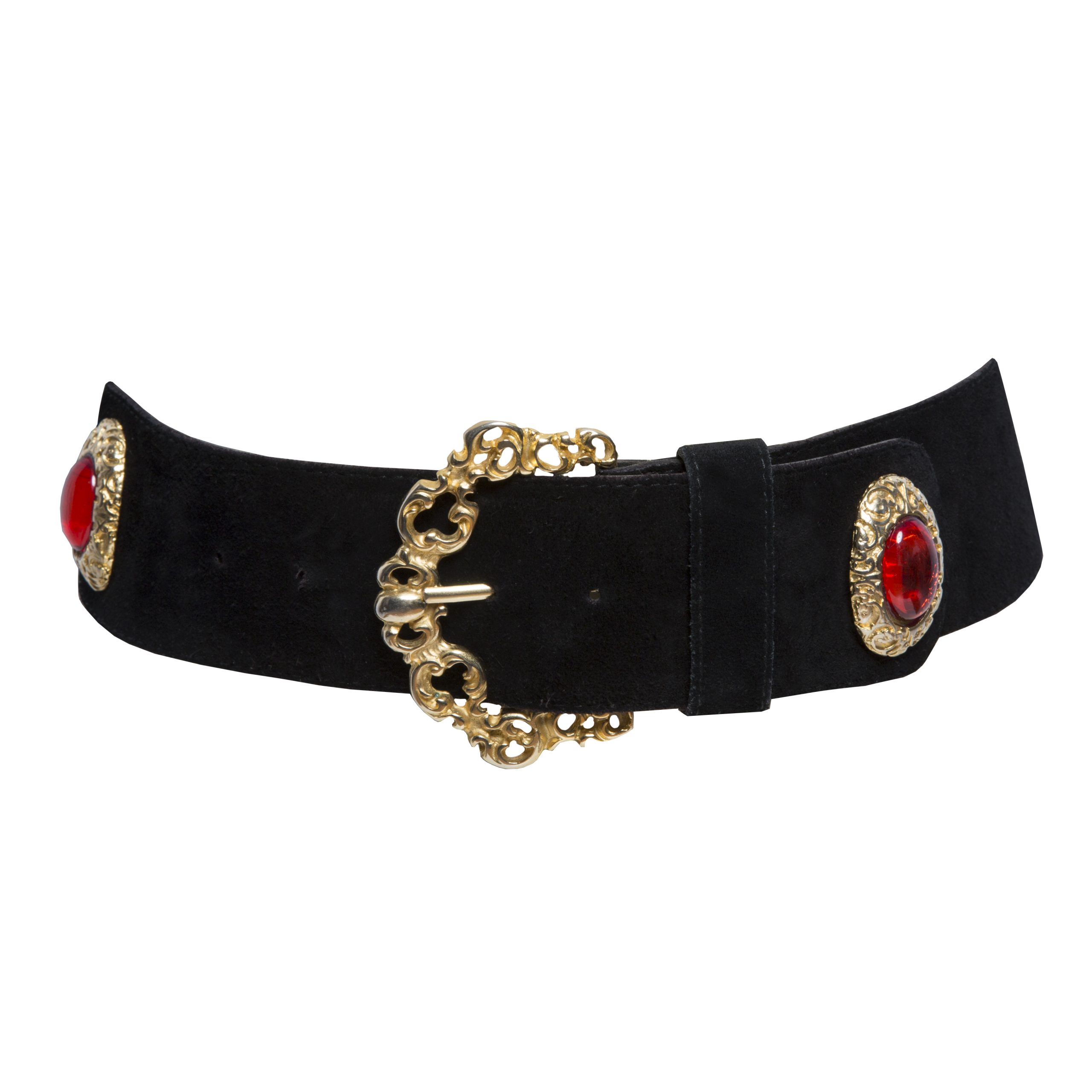 Vintage black suede belt with stones
