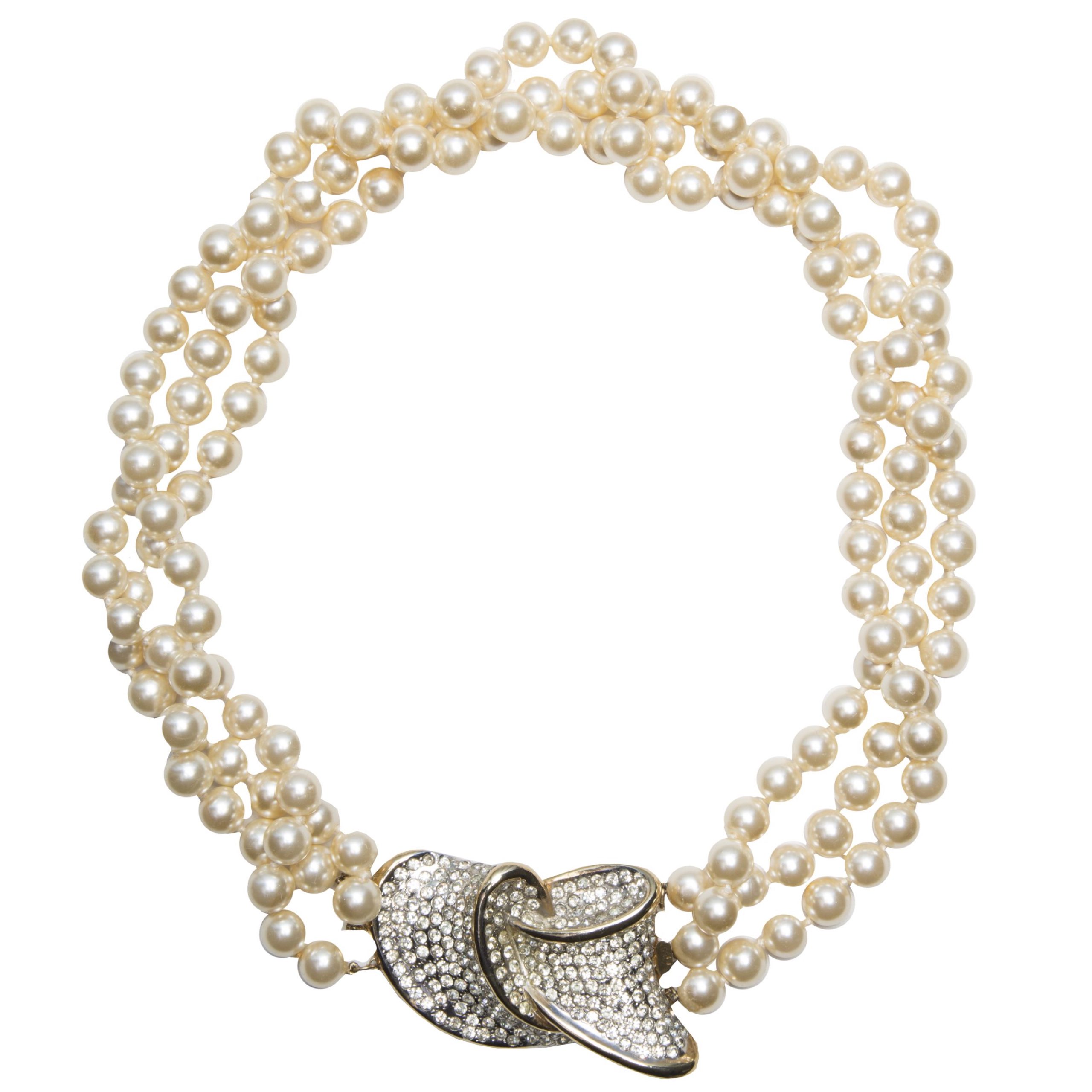 Vintage haute couture bow pearl necklace