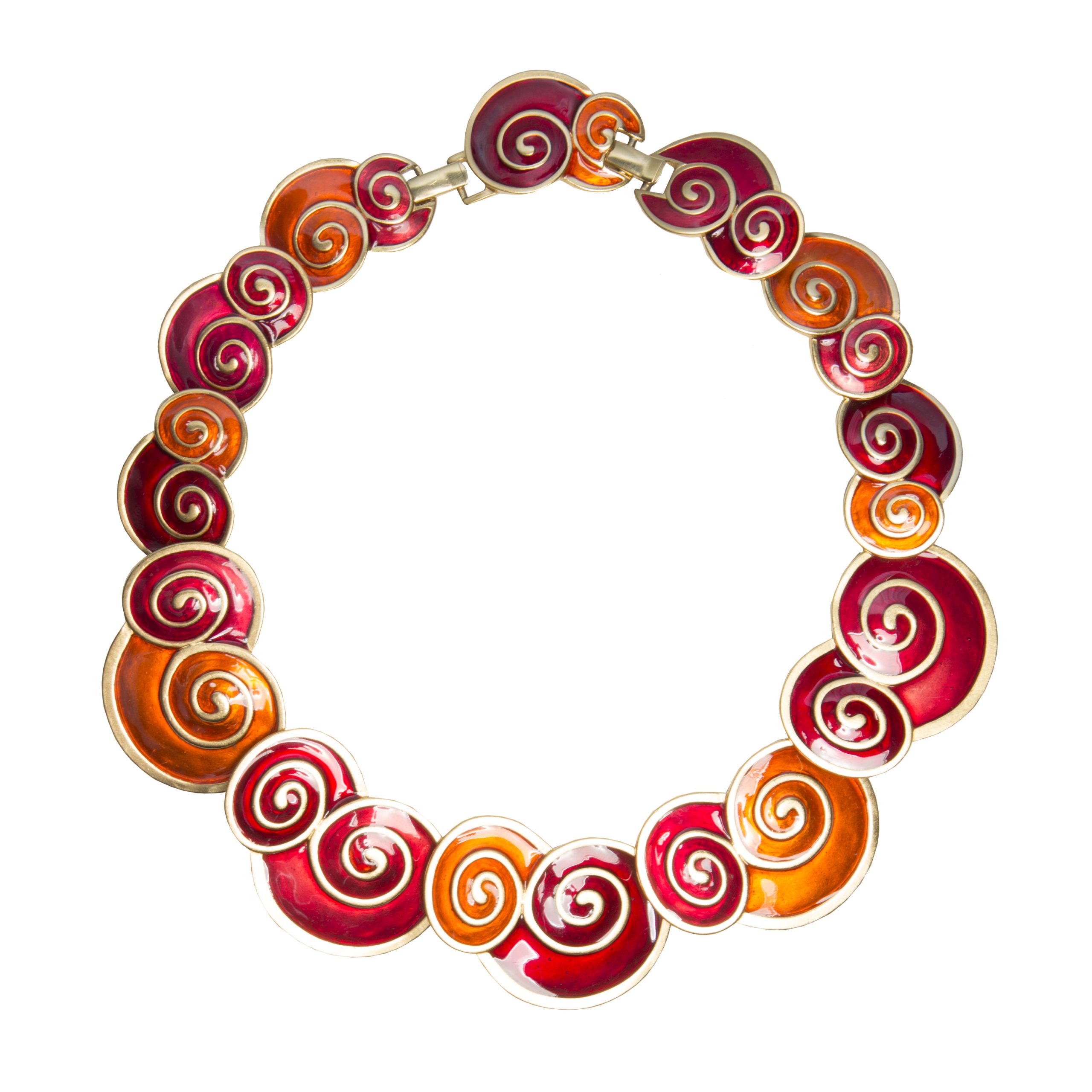 Vintage red swirl heavy gold necklace