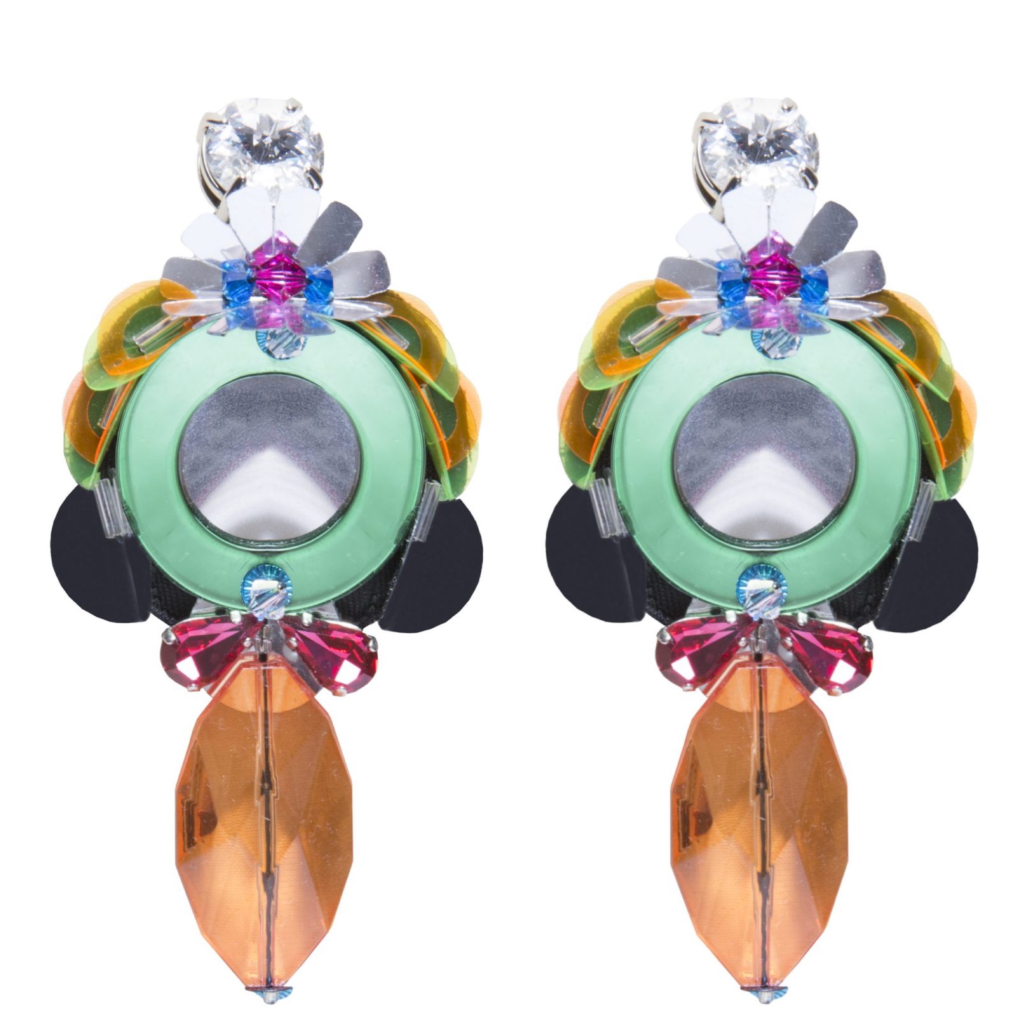 Multicolour plexi flower drop earrings