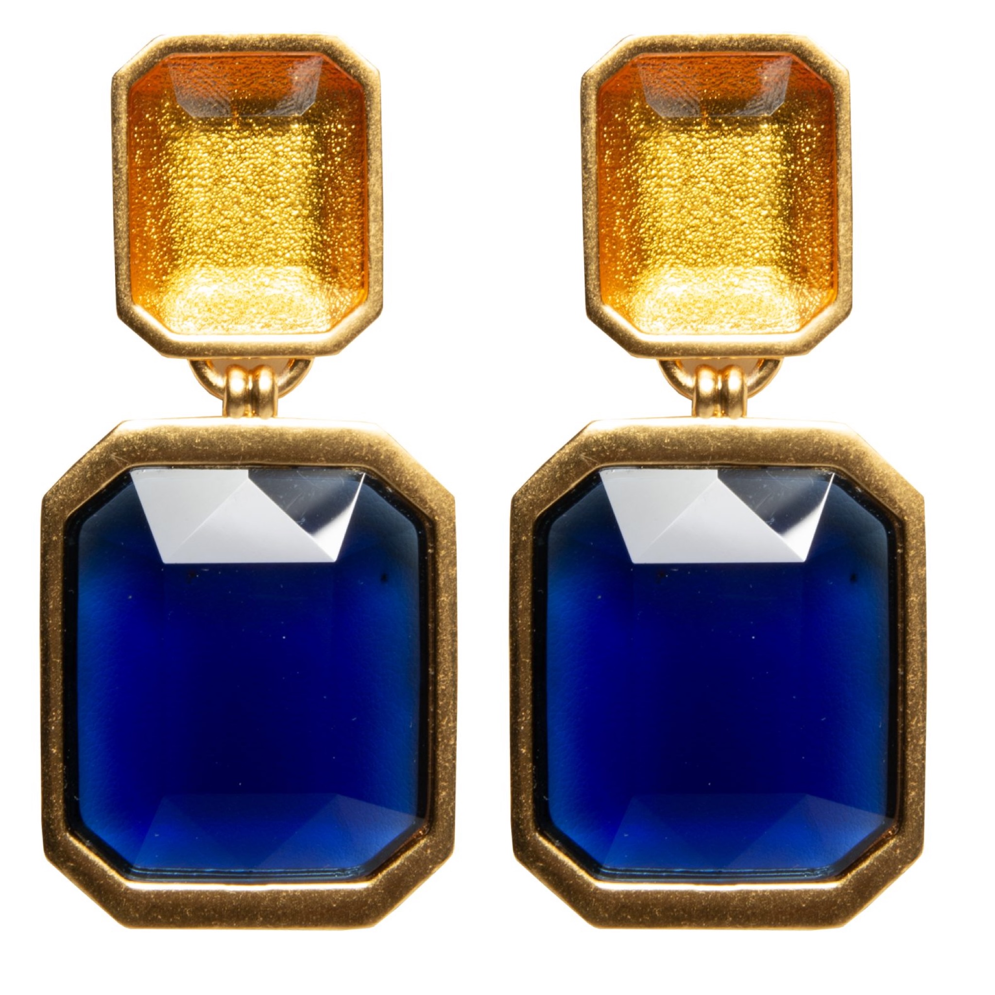 Double resin two colour drop earrings