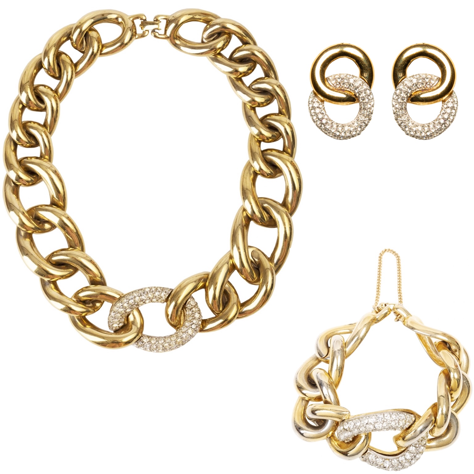 Vintage chain link rhinestone three set