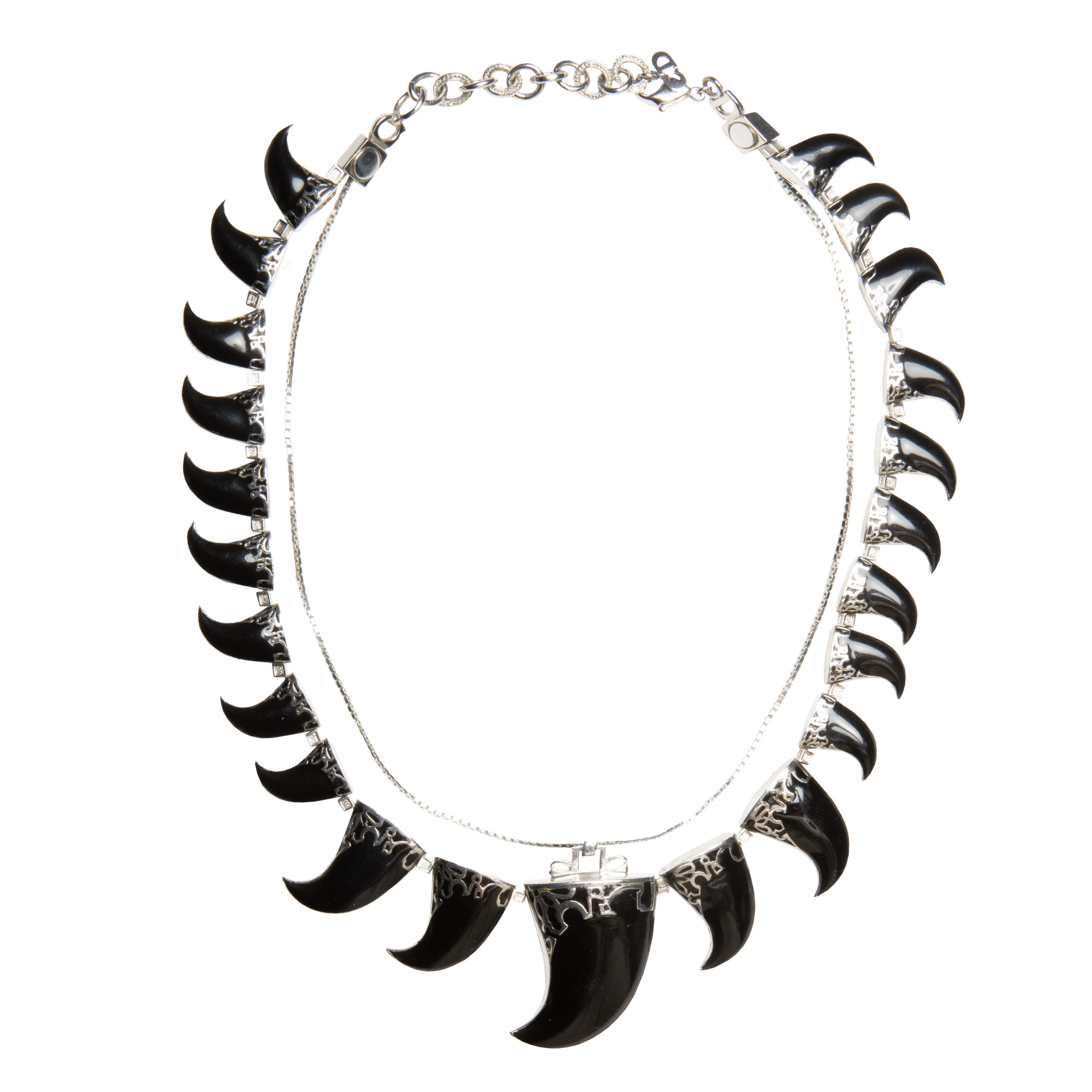 Vintage shark tooth black necklace