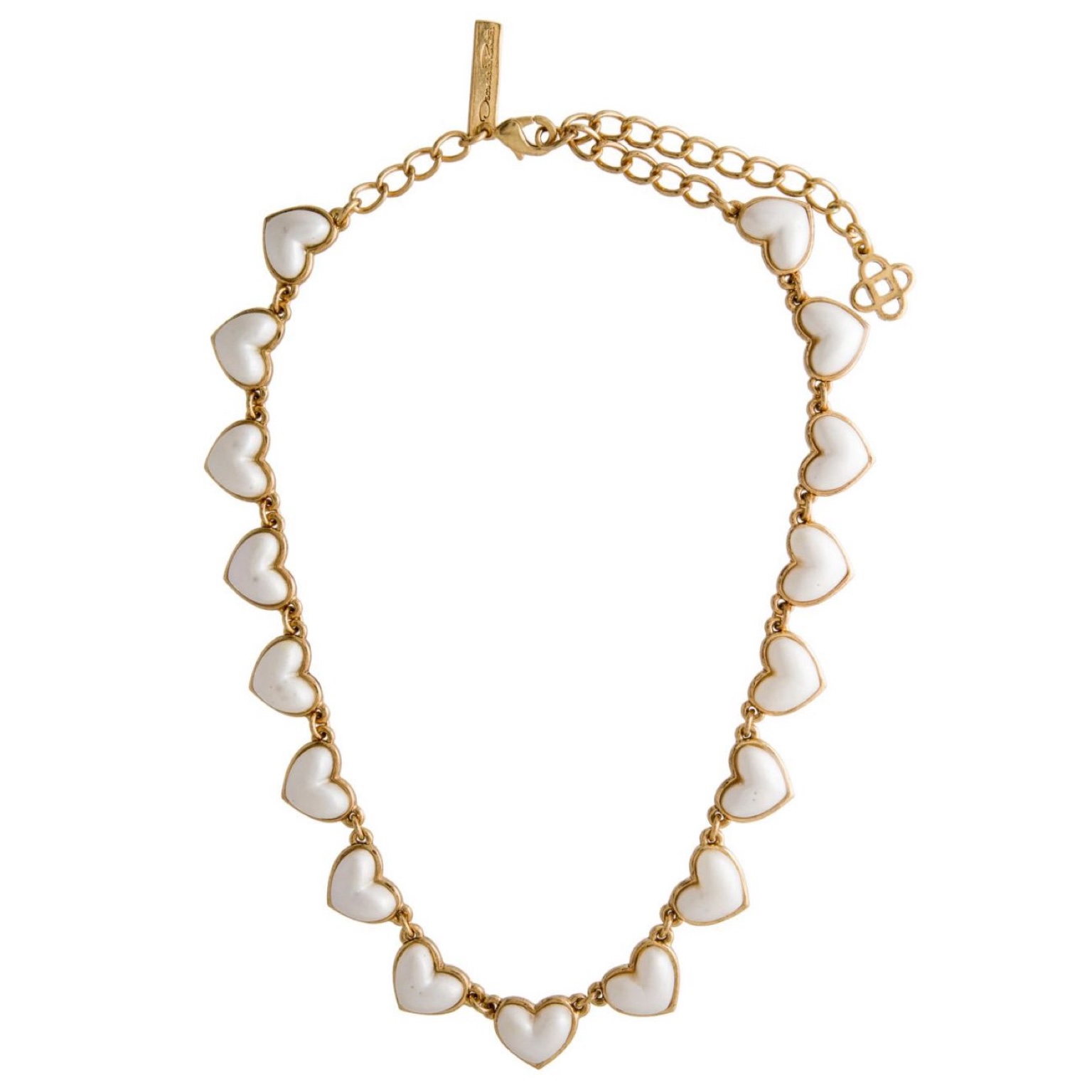 Romantic white heart gold necklace